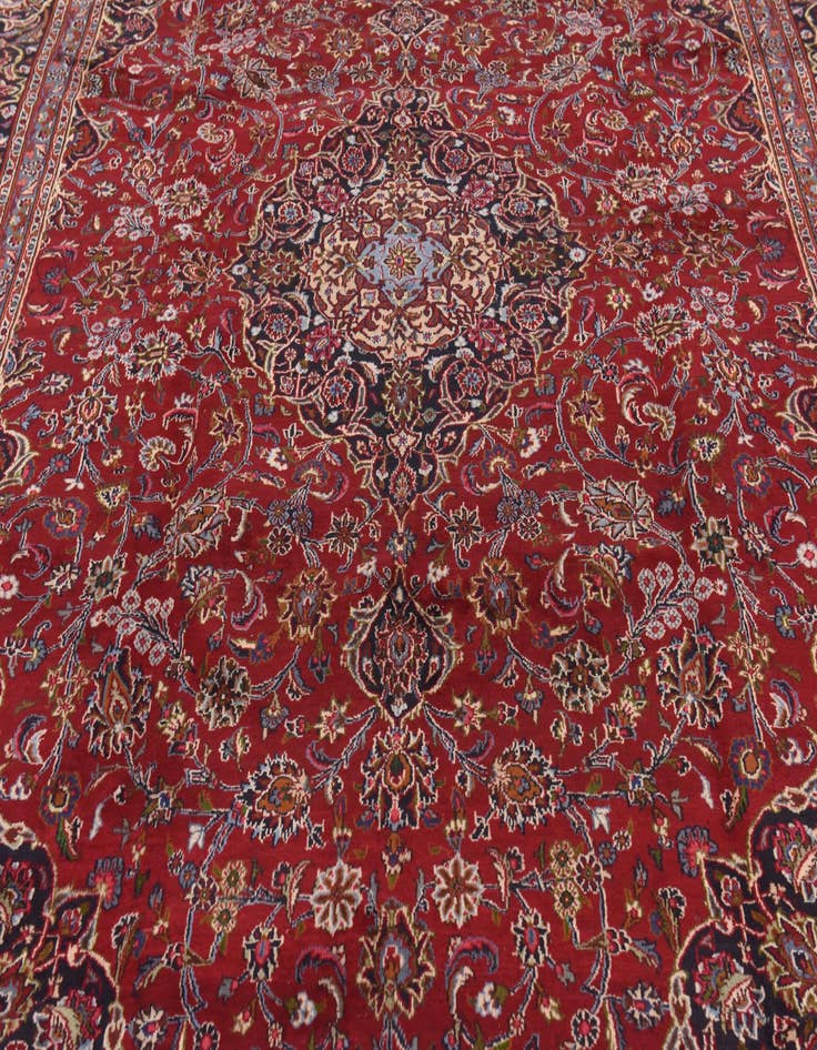 Detail image of  9' 7 x 13'  Hand Knotted Mashad Persian Wool Rug