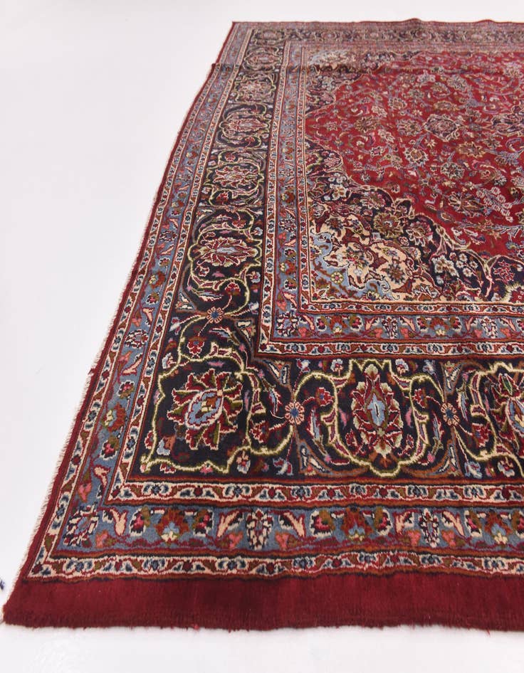 Detail image of  9' 7 x 13'  Hand Knotted Mashad Persian Wool Rug