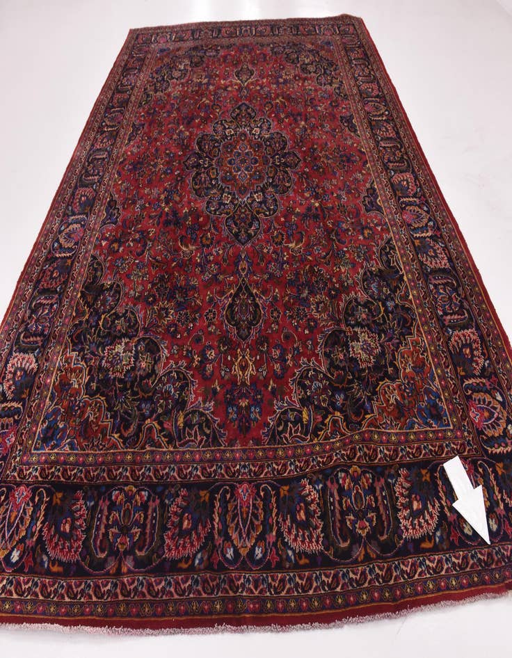 Detail image of  9' 8 x 12' 10  Hand Knotted Mashad Persian Wool Rug