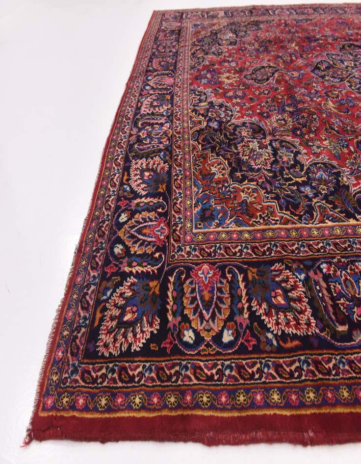 Detail image of  9' 8 x 12' 10  Hand Knotted Mashad Persian Wool Rug