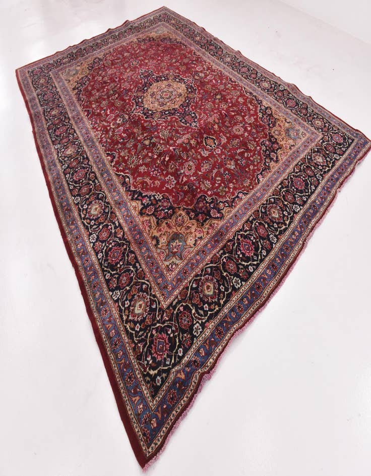 Detail image of  9' 9 x 12' 9  Hand Knotted Mashad Persian Wool Rug