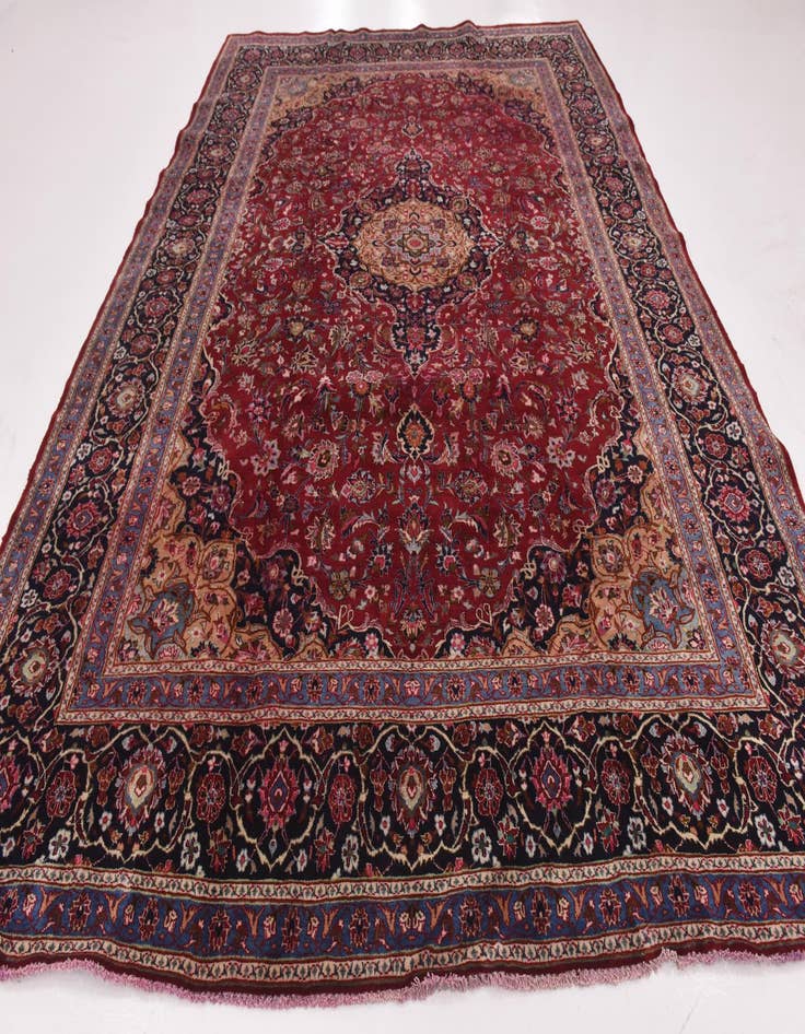 Detail image of  9' 9 x 12' 9  Hand Knotted Mashad Persian Wool Rug