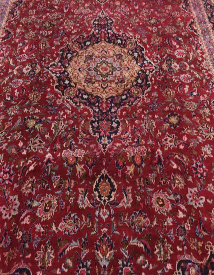 Detail image of  9' 9 x 12' 9  Hand Knotted Mashad Persian Wool Rug