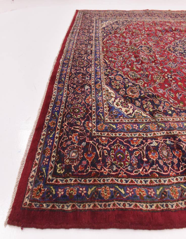 Detail image of  9' 9 x 12' 9  Hand Knotted Mashad Persian Wool Rug