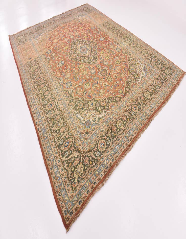 Detail image of  9' 9 x 12' 5  Hand Knotted Mashad Persian Wool Rug