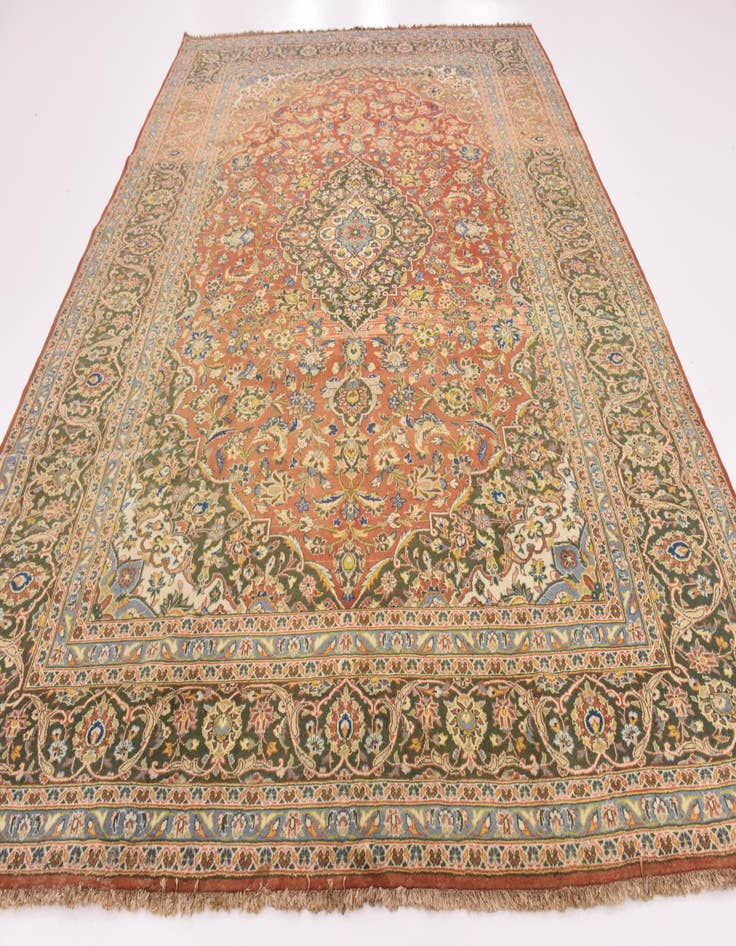 Detail image of  9' 9 x 12' 5  Hand Knotted Mashad Persian Wool Rug