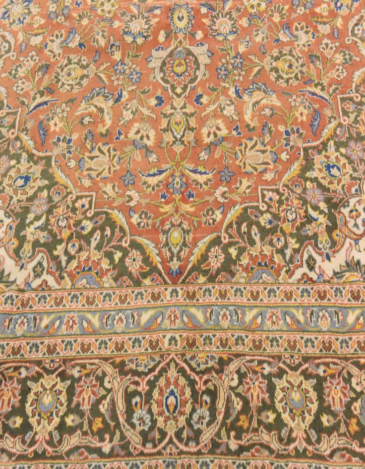 Detail image of  9' 9 x 12' 5  Hand Knotted Mashad Persian Wool Rug