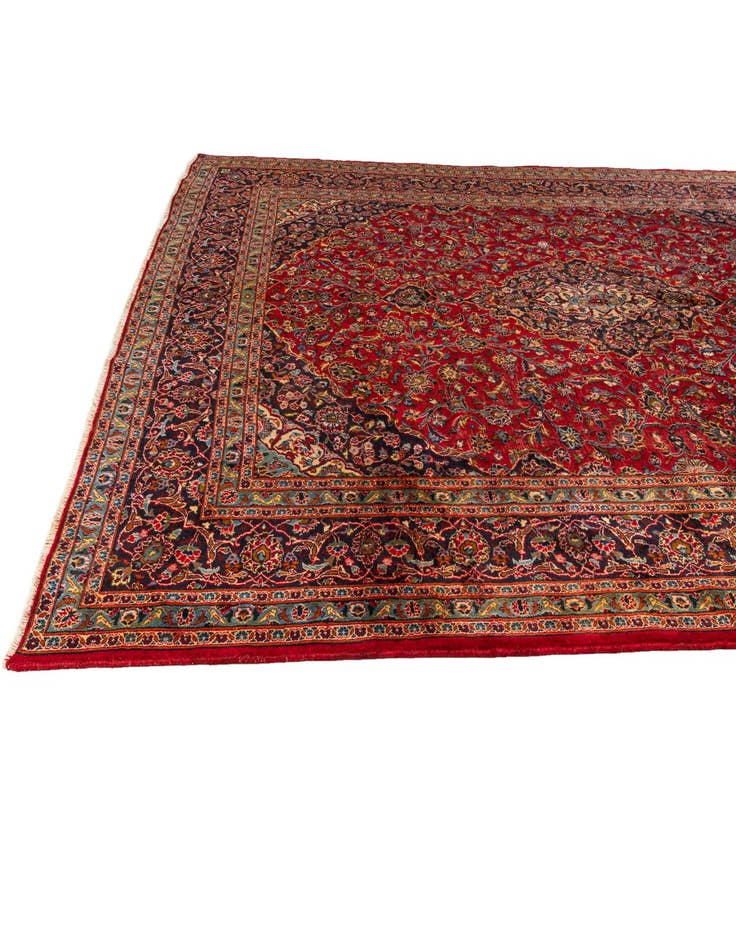 Detail image of  9' 6 x 12' 10  Hand Knotted Mashad Persian Wool Rug