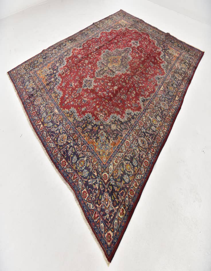 Detail image of  9' 8 x 12' 7  Hand Knotted Mashad Persian Wool Rug