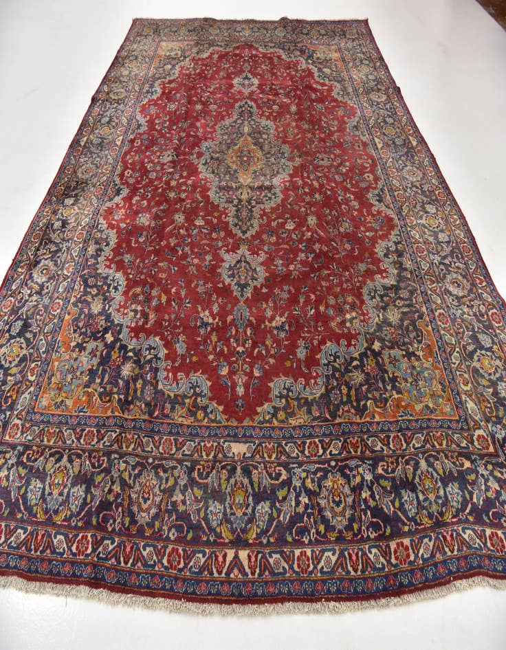 Detail image of  9' 8 x 12' 7  Hand Knotted Mashad Persian Wool Rug