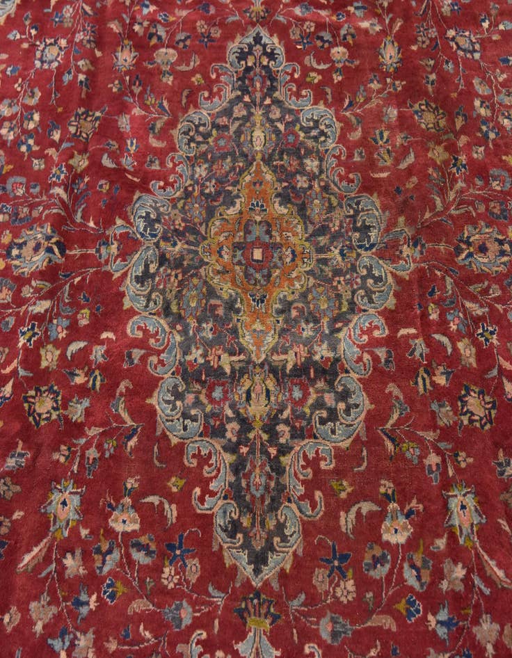 Detail image of  9' 8 x 12' 7  Hand Knotted Mashad Persian Wool Rug