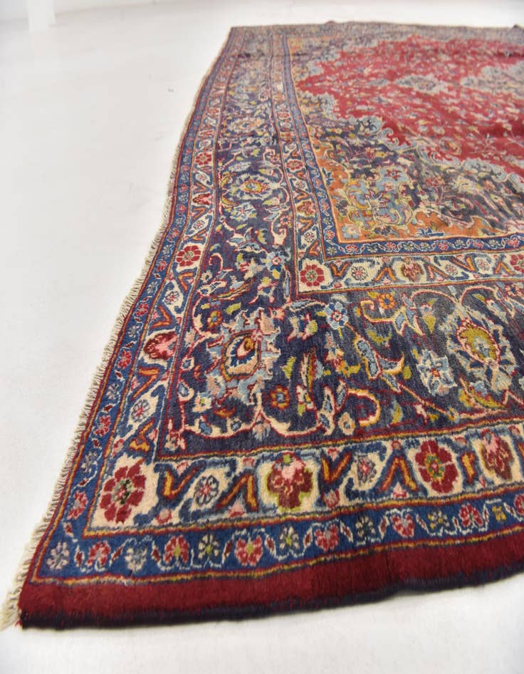 Detail image of  9' 8 x 12' 7  Hand Knotted Mashad Persian Wool Rug