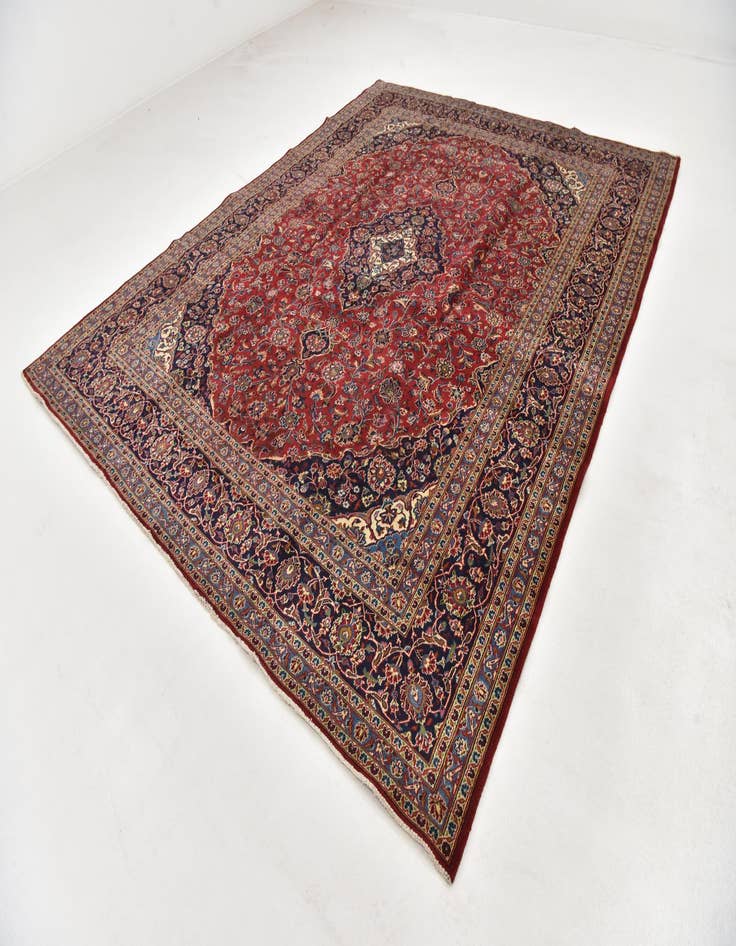 Detail image of  9' 9 x 12' 6  Hand Knotted Mashad Persian Wool Rug