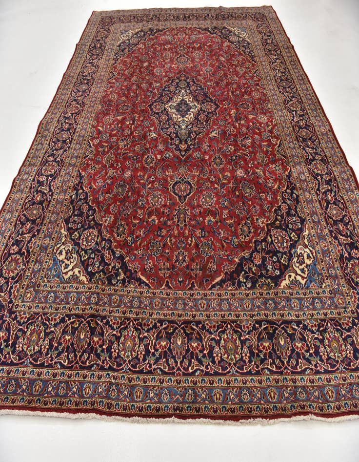 Detail image of  9' 9 x 12' 6  Hand Knotted Mashad Persian Wool Rug