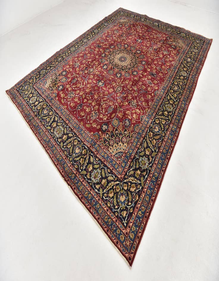 Detail image of  9' 8 x 12' 8  Hand Knotted Mashad Persian Wool Rug