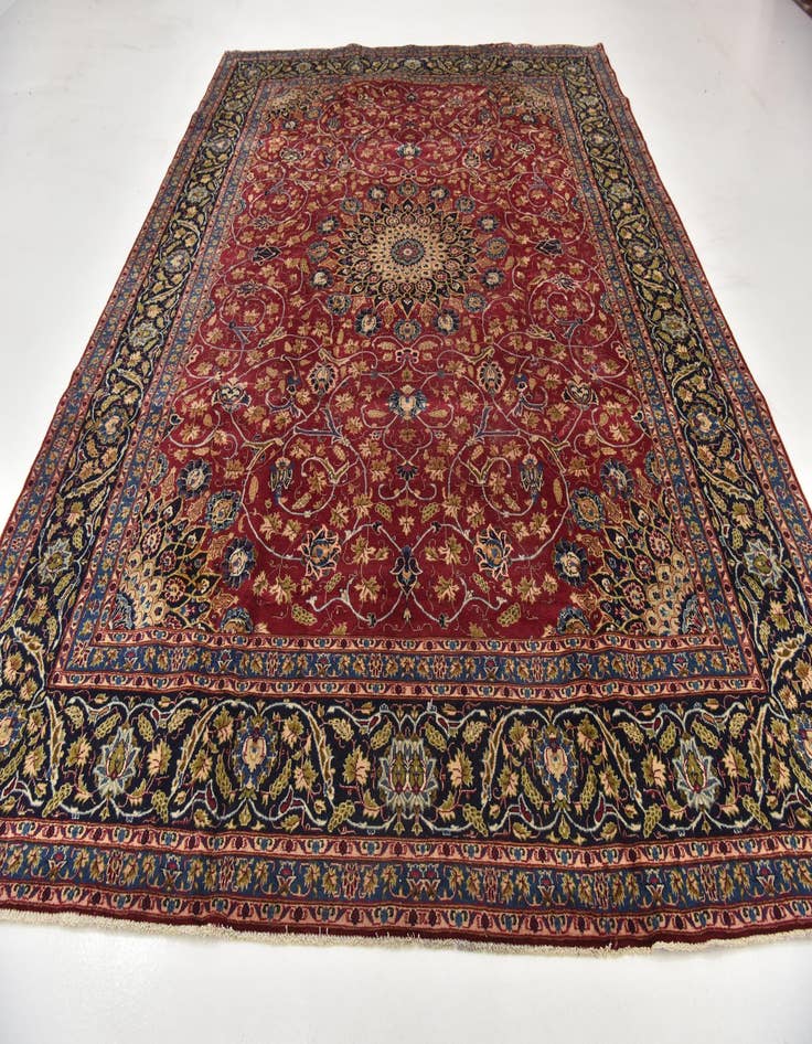 Detail image of  9' 8 x 12' 8  Hand Knotted Mashad Persian Wool Rug