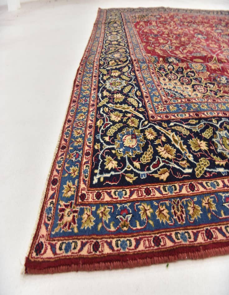 Detail image of  9' 8 x 12' 8  Hand Knotted Mashad Persian Wool Rug