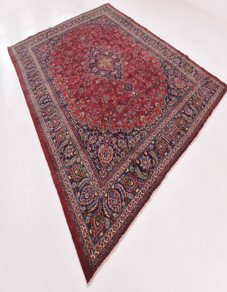 Detail image of  9' 8 x 12' 7  Hand Knotted Mashad Persian Wool Rug