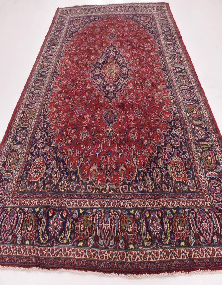 Detail image of  9' 8 x 12' 7  Hand Knotted Mashad Persian Wool Rug