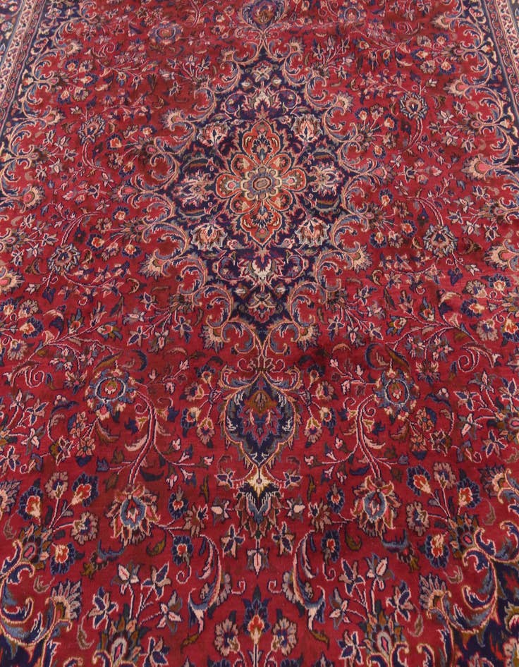 Detail image of  9' 8 x 12' 7  Hand Knotted Mashad Persian Wool Rug