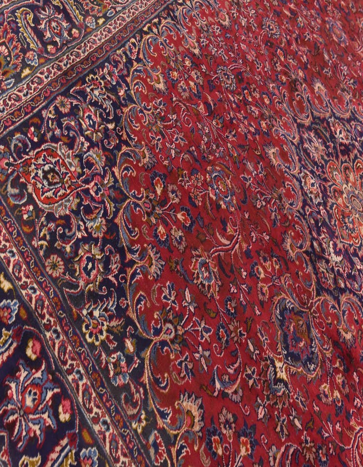 Detail image of  9' 8 x 12' 7  Hand Knotted Mashad Persian Wool Rug