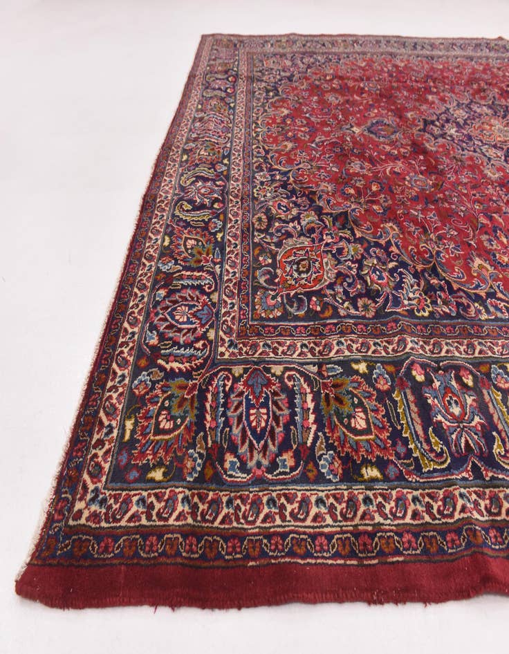 Detail image of  9' 8 x 12' 7  Hand Knotted Mashad Persian Wool Rug