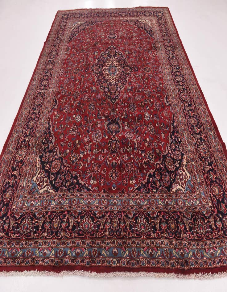 Detail image of  9' 6 x 12' 4  Hand Knotted Mashad Persian Wool Rug