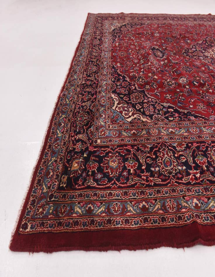 Detail image of  9' 6 x 12' 4  Hand Knotted Mashad Persian Wool Rug