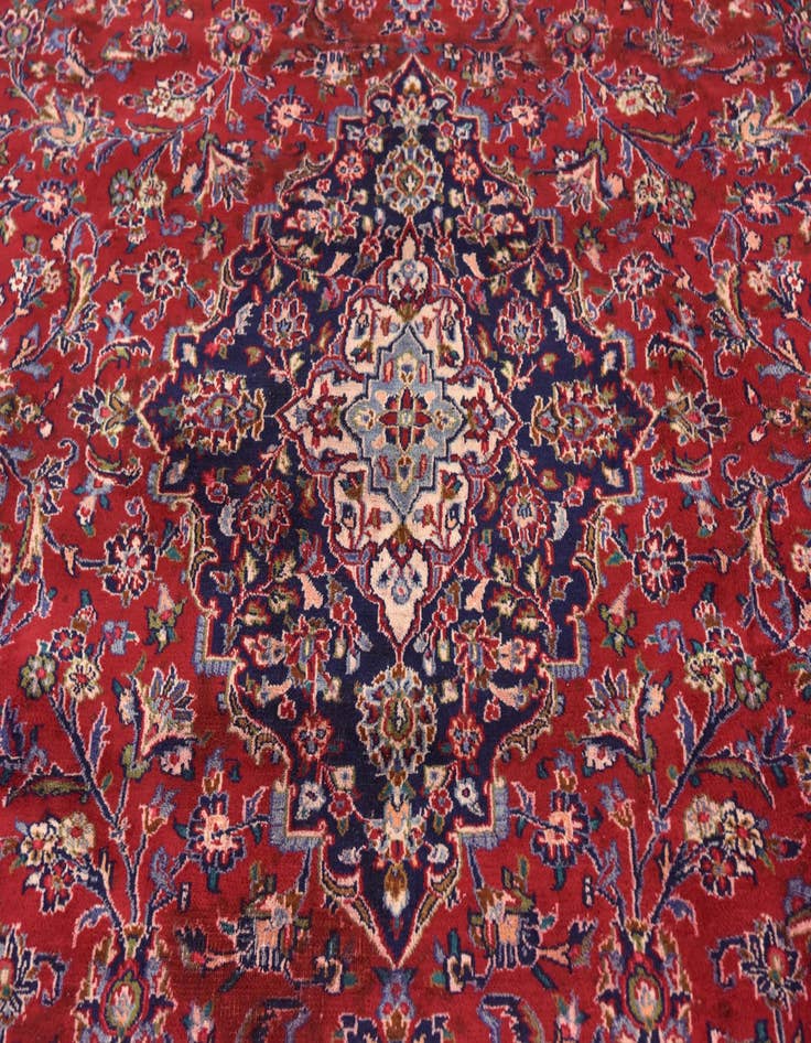Detail image of  9' 6 x 12' 5  Hand Knotted Mashad Persian Wool Rug