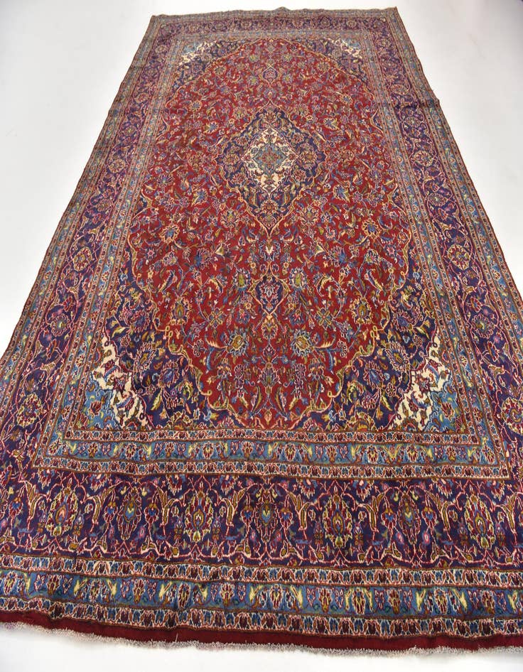 Detail image of  9' 7 x 13'  Hand Knotted Mashad Persian Wool Rug