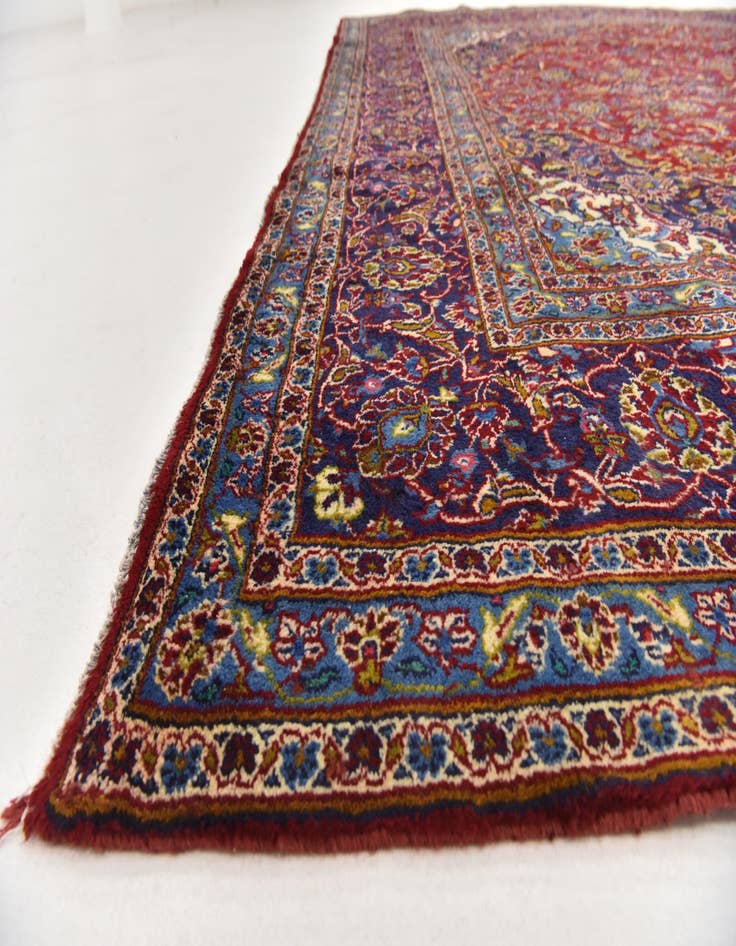 Detail image of  9' 7 x 13'  Hand Knotted Mashad Persian Wool Rug