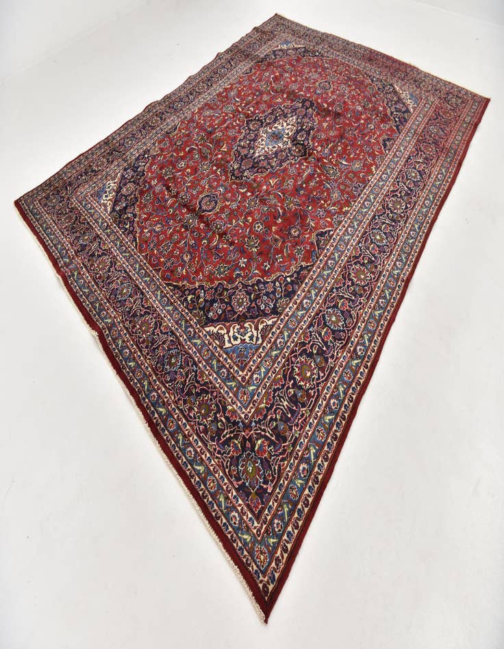 Detail image of  9' 7 x 12' 6  Hand Knotted Mashad Persian Wool Rug