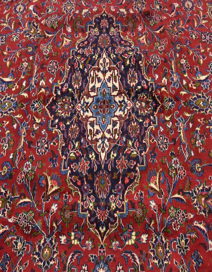 Detail image of  9' 7 x 12' 6  Hand Knotted Mashad Persian Wool Rug