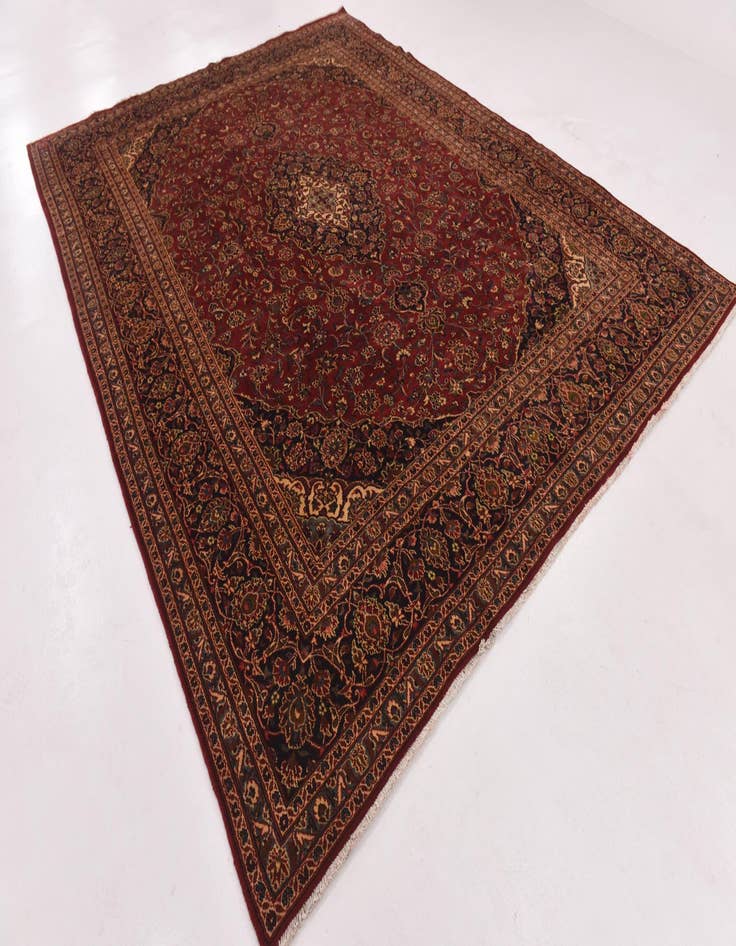 Detail image of  9' 9 x 12' 7  Hand Knotted Mashad Persian Wool Rug