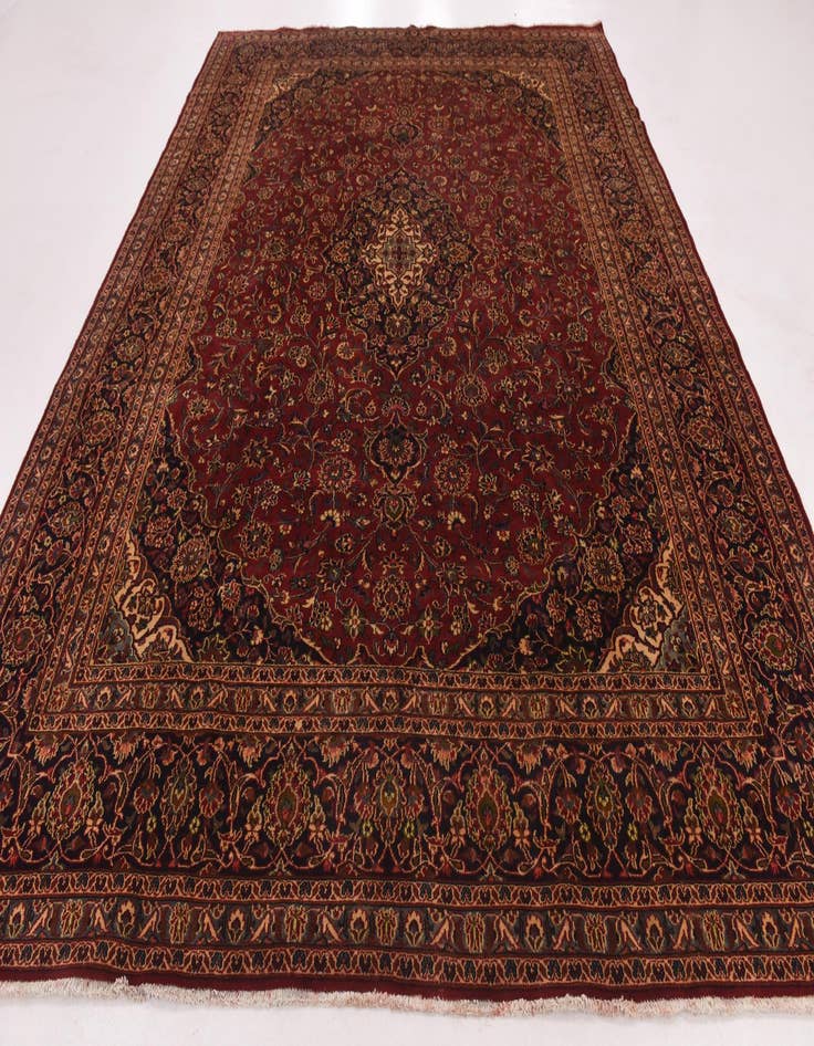 Detail image of  9' 9 x 12' 7  Hand Knotted Mashad Persian Wool Rug