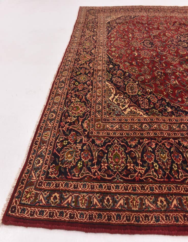 Detail image of  9' 9 x 12' 7  Hand Knotted Mashad Persian Wool Rug