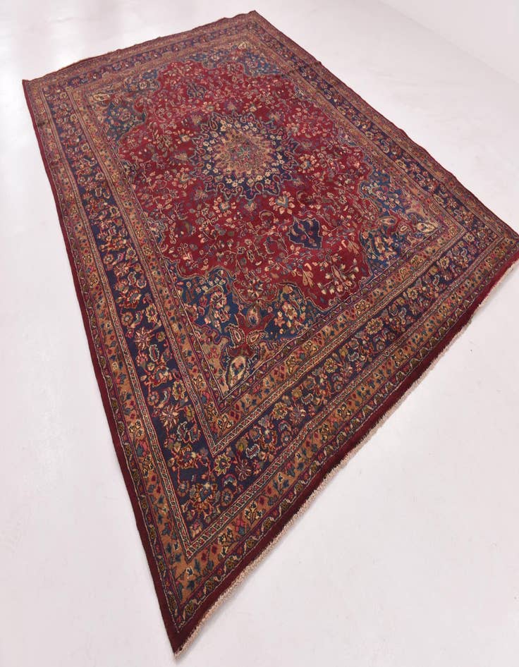 Detail image of  9' 8 x 12' 4  Hand Knotted Mashad Persian Wool Rug