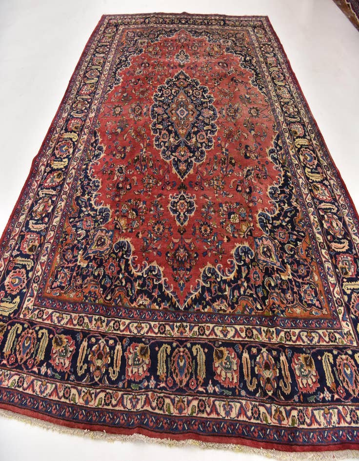 Detail image of  10' x 12' 10  Hand Knotted Mashad Persian Wool Rug