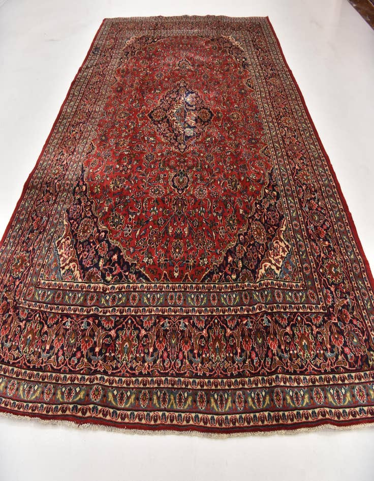 Detail image of  9' 8 x 13'  Hand Knotted Mashad Persian Wool Rug