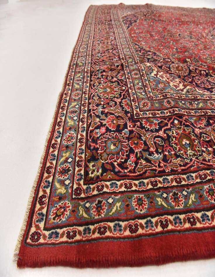 Detail image of  9' 8 x 13'  Hand Knotted Mashad Persian Wool Rug