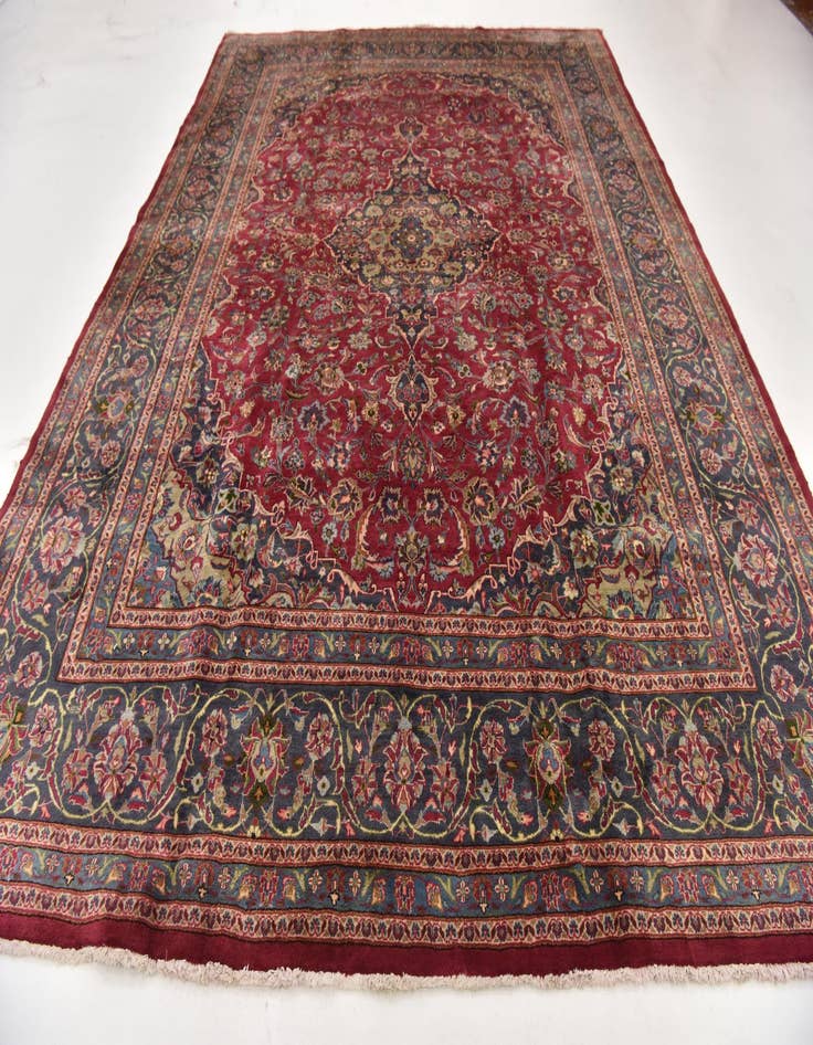 Detail image of  10' x 12' 9  Hand Knotted Mashad Persian Wool Rug