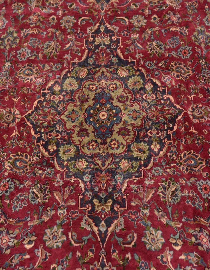 Detail image of  10' x 12' 9  Hand Knotted Mashad Persian Wool Rug