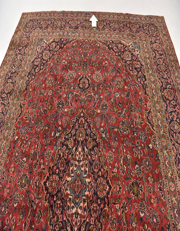 Detail image of  9' 7 x 12' 8  Hand Knotted Mashad Persian Wool Rug