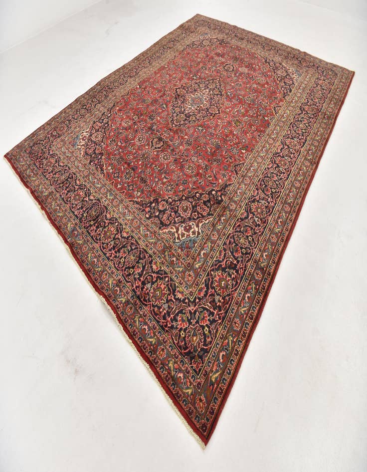 Detail image of  9' 7 x 12' 8  Hand Knotted Mashad Persian Wool Rug