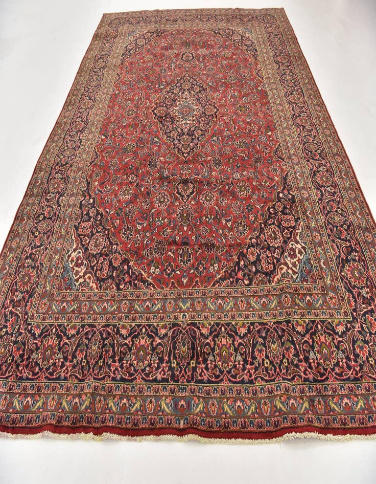 Detail image of  9' 7 x 12' 8  Hand Knotted Mashad Persian Wool Rug