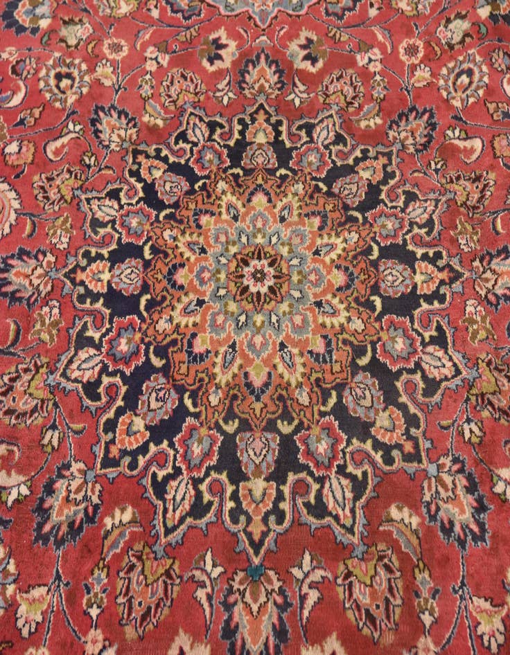 Detail image of  9' 9 x 13' 2  Hand Knotted Mashad Persian Wool Rug