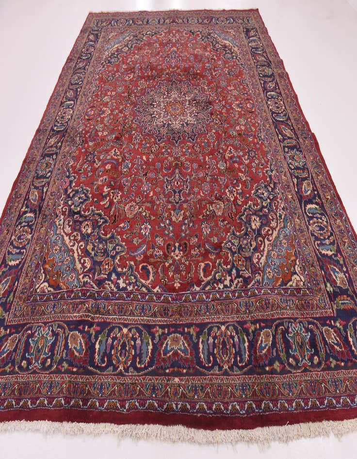 Detail image of  9' 9 x 12' 9  Hand Knotted Mashad Persian Wool Rug