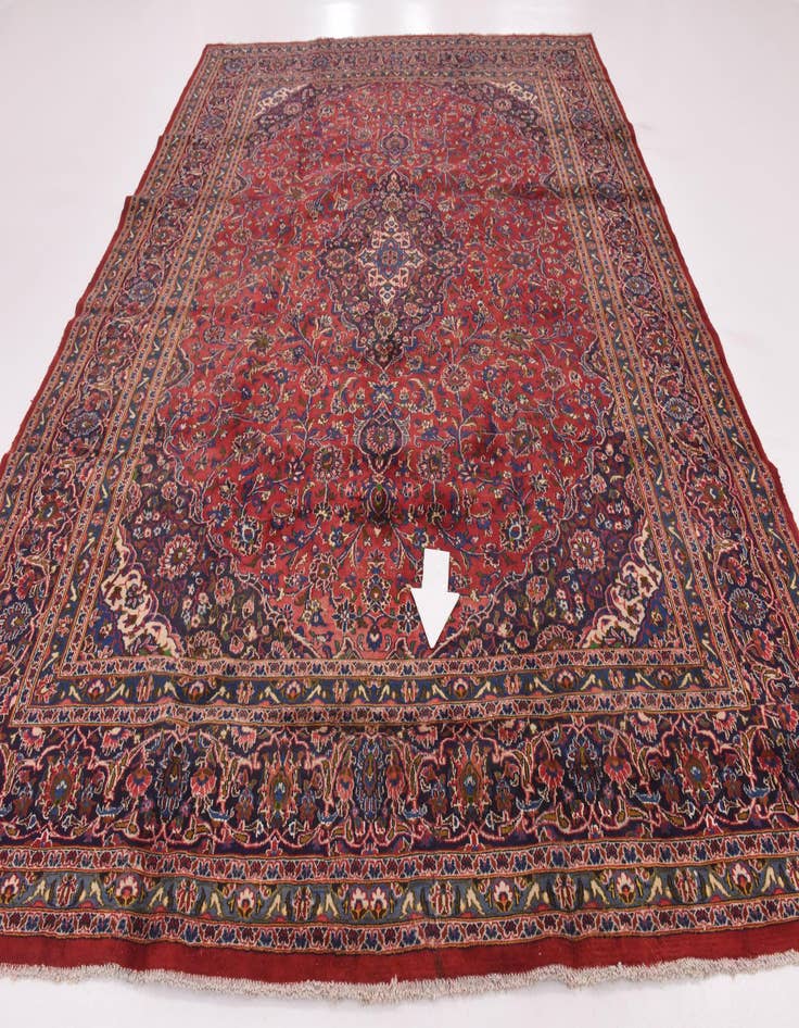 Detail image of  9' 10 x 13'  Hand Knotted Mashad Persian Wool Rug