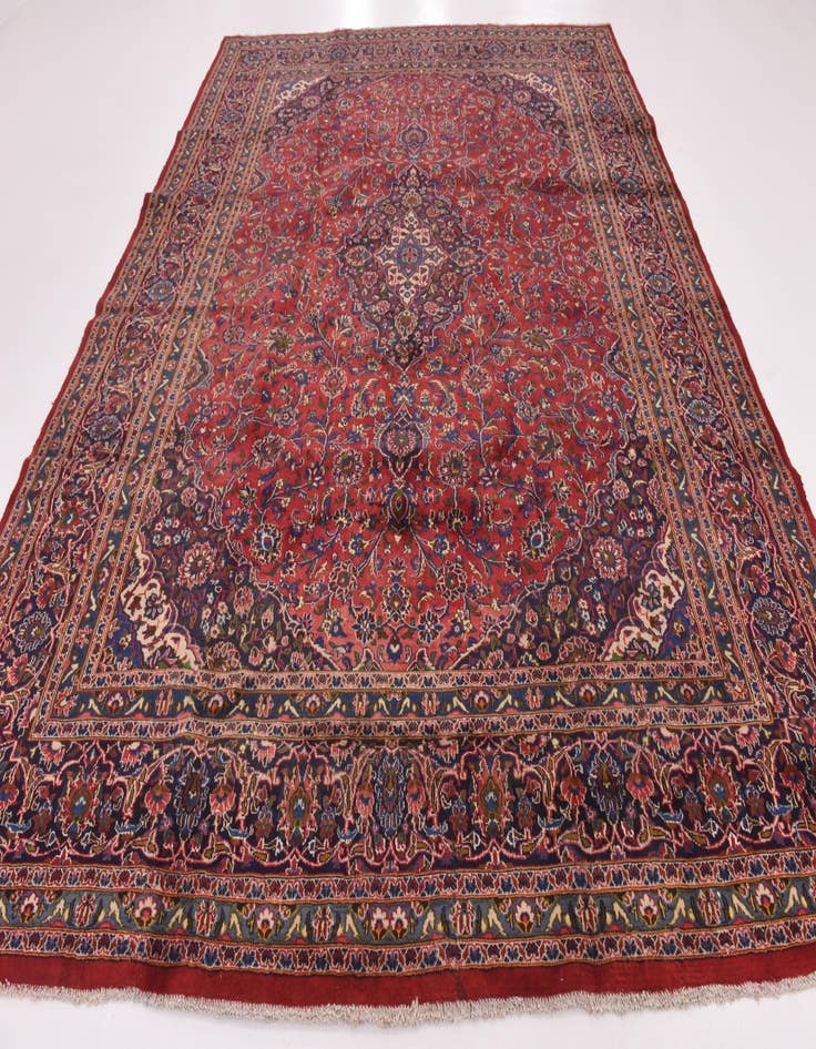 Detail image of  9' 10 x 13'  Hand Knotted Mashad Persian Wool Rug