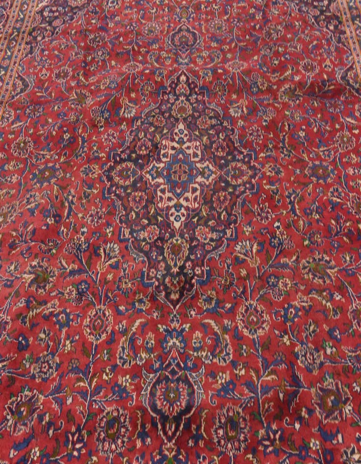Detail image of  9' 10 x 13'  Hand Knotted Mashad Persian Wool Rug